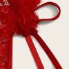 Sexy Ultra Slim Breathable Traceless Bra Women Suit Thin Strap One Thread T Back See through Sexy Lingerie - S - Red