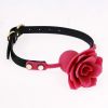Silicone Rose Ball Gag Nipple Bondage Lace Flower Open Mouth Gags Oral Fixation Adult Sex Toys For Couples Adult BDSM Game - Wine red