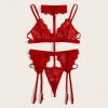 Sexy Ultra Slim Breathable Traceless Bra Women Suit Thin Strap One Thread T Back See through Sexy Lingerie - S - Red